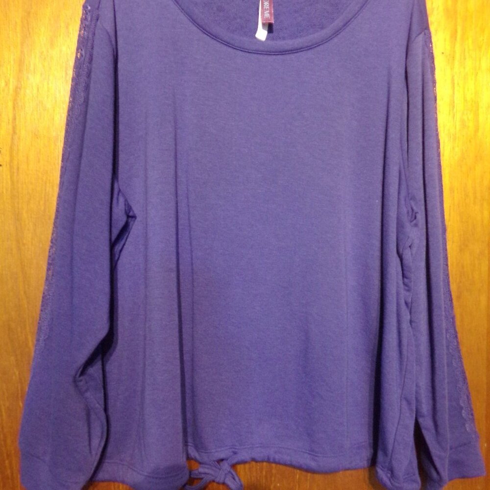 New Womens Adore Me Blue Sweatshirt Style Drawstring Waist Top - 2X
